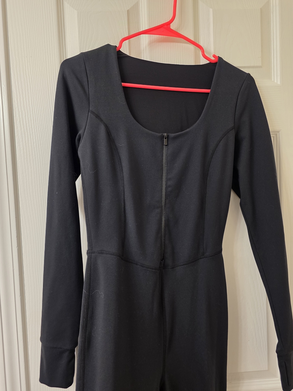 Black Long Sleeve Scoop Neck Jumpsuit